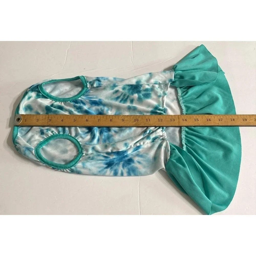 Dog Tie Dye Blue & Mint Swim Suit Shirt (Small/Medium)